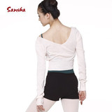 Sansha正品法国三沙芭蕾舞蹈服装双V长袖练功针织保暖毛衣KT4036