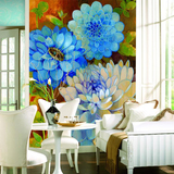 欧式油画花卉 大型壁画简修风格电视沙发背景墙|玄关壁纸特价墙布