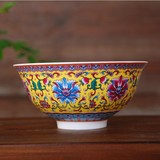 珑陶瓷米饭碗骨瓷仿古碗粉彩5.5寸青碗 高脚面碗汤碗餐具套装