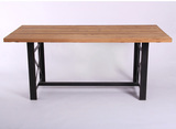 美式乡村风格铁艺实木家具做旧餐桌椅复古工作台 办公桌餐桌