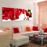 红色抽象玫瑰花无框画客厅装饰画现代花卉三联壁画挂画2-101