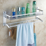 太空铝置物架 浴室挂件2层 折叠浴巾架 双层毛巾架 双杆毛巾杆