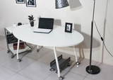 简约现代组装电脑桌台式家用移动椭圆书桌餐桌办公书桌