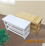 特价包邮松木三层白色原色胡桃色实木 实木质穿鞋凳换鞋凳可定制