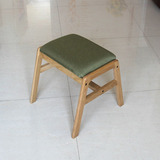 实木日式凳子北欧现代风格橡木小户型软面方凳简约休闲凳橡木椅子