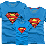 亲子装夏装全家装2015款母子父女家庭装一家三口短袖T恤超人S包邮