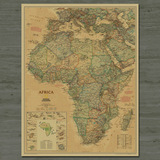 大尺寸非洲地图 怀旧复古牛皮纸海报 咖啡酒吧装饰贴画芯挂画