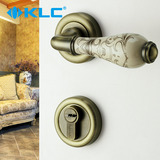 【德国KLC】欧式仿古青古铜门锁室内 分体锁具执手锁 陶瓷门把手