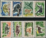 FB0590科特迪瓦1963-64各种动物猴羚羊野狗等8新
