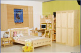 广州100%全纯实木家具订做定制松木衣柜床简约三趟门环保卧室儿童