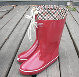 特价日系女式中筒雨鞋 尖头小坡跟橡胶雨鞋雨靴 雨靴 束口多色入
