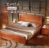 简约现代实木床橡木床1.2米儿童床1.5/1.8米双人床实木婚床包邮