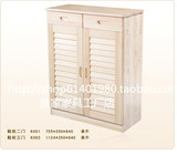 广州100%全实木松木家具订制定做两门双百叶对开鞋柜储物门厅衣帽