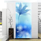 蓝色花朵玄关壁画壁纸墙纸 背景墙现代简约无纺布墙纸有图案现代