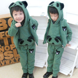 童装冬季 韩版男童运动套装中小儿童卫衣三件套加厚加棉抓绒棉衣