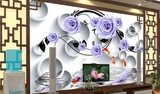 最新3D墙纸壁纸大型壁画客厅卧室电视沙发背景墙紫色时尚花卉