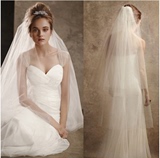 新款婚纱结婚软头纱纯色垂感双层带插梳遮面韩式新娘头纱