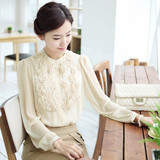 2016新款韩版夏季雪纺衫宽松大码女装白色上衣打底职业长袖衬衫