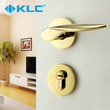 德国KLC现代风金色PVD分体门锁室内房门锁卧室锁具纯铜锁芯爱德华