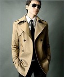 专柜正品代购Zara2015经典韩版中长款修身风衣加肥加大码男装外套