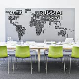 奈纳伦墙贴 办公室大型世界地图英文贴画 欧美背景墙墙贴纸