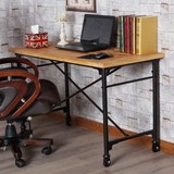 美式复古电脑桌书桌办公桌写字台铁艺做旧实木简易工作台复古家居