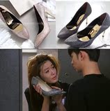 正品韩国女鞋代购2015秋款来自星星的你千颂伊同款尖头细高跟单鞋