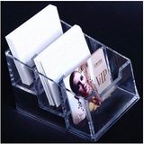 富强FQ023 三格名片座 塑料名片架 三档透明卡片座 名片盒
