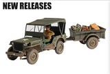 FOV1:32 二战美军吉普车 带棚顶及拖斗 合金成品模型 现货 实体店