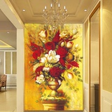 3D壁画壁纸 客厅餐厅 玄关过道背景墙纸欧式油画花卉立体大型壁画