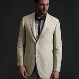 高级量身定制夏季半夹里100%纯亚麻欧美版型男西服米黄色西装订做