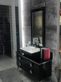 SUNCOO尚高卫浴浴室柜实木欧式陶瓷盆 西格尔420亮光黑1米2宽奢华