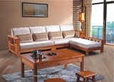全实木转角贵妃布艺沙发白蜡木客厅中式家具简约沙发茶几特价组合