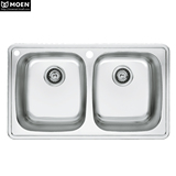 摩恩（MOEN）304不锈钢水槽 双槽 两边等大水槽 洗菜盆23828 正品