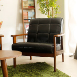 日式简约实木扶手皮艺沙发椅 单人双人三人办公休闲咖啡厅皮沙发
