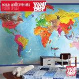 玛撒MASAR壁纸 美国进口墙纸WQG-J 儿童房 背景墙 世界地图 壁画