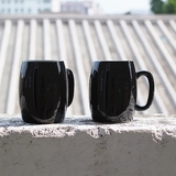 纯黑色马克杯小酒桶杯子200ML  陶瓷杯 咖啡杯 水杯 杯子