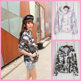 2016夏季新款韩版修身迷彩防晒衣防紫外线超薄短款女学生纯色外套