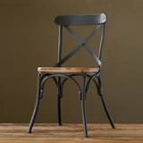 美式复古做旧铁艺实木餐椅 咖啡桌椅 休闲餐厅椅 电脑办公椅 吧椅