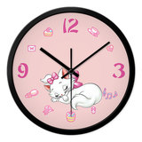 摩门卧室创意挂钟卡通粉色小猫咪超静音电子石英钟时钟无声壁钟表