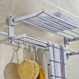 太空铝毛巾架加厚浴室浴巾架 折叠活动毛巾杆 浴室置物架 挂件
