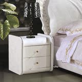 皮艺床头柜 现代床头柜 时尚简约田园白色储物柜 特价包邮免安装