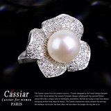 欧美原单天然珍珠戒指时尚高档指环花朵大牌首饰品礼物品送爱女人