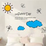【太阳云朵】韩国创意自粘三代可移墙贴纸 壁贴 儿童房卧室背景