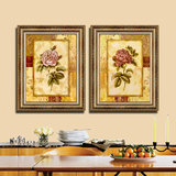 艺米 高档欧式美式花卉有框画 沙发背景墙画挂画装饰画三联画