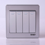 CHNT/正泰 NEW6D-015/S系列四位四开双控开关面板 86型 金属银色