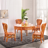 天然真藤餐桌椅组合4人休闲圆桌饭桌现代中式田园真藤椅餐桌家具