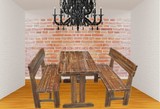 实木多用餐桌椅子组合折叠阳台户外茶座木质简易复古桌子椅子包邮