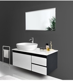 浴室柜新款简约现代时尚橡木挂墙式玻璃台面洗手盆组合吊柜
