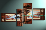 手工油画成品客厅手绘装饰画定制卧室抽象风景现代简约抽象发财树